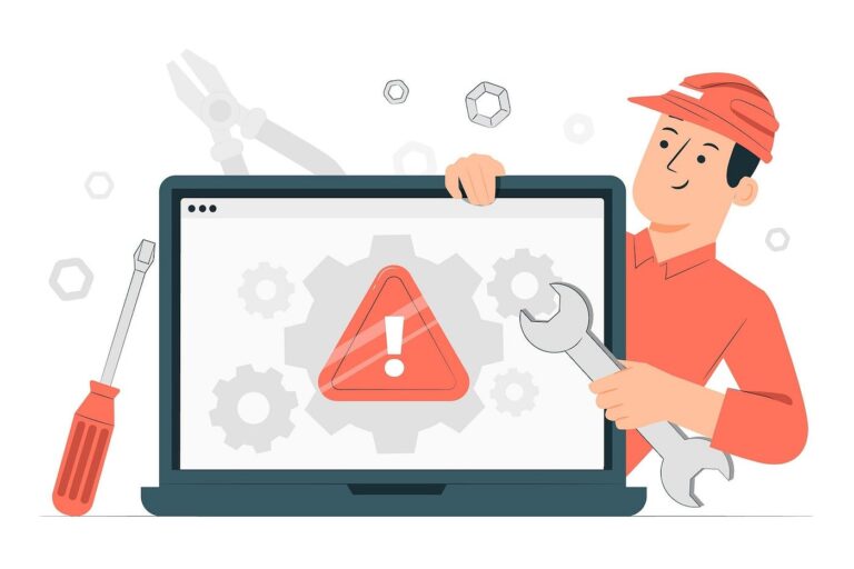 Animated image of a handyman pointing at a website undergoing maintenance